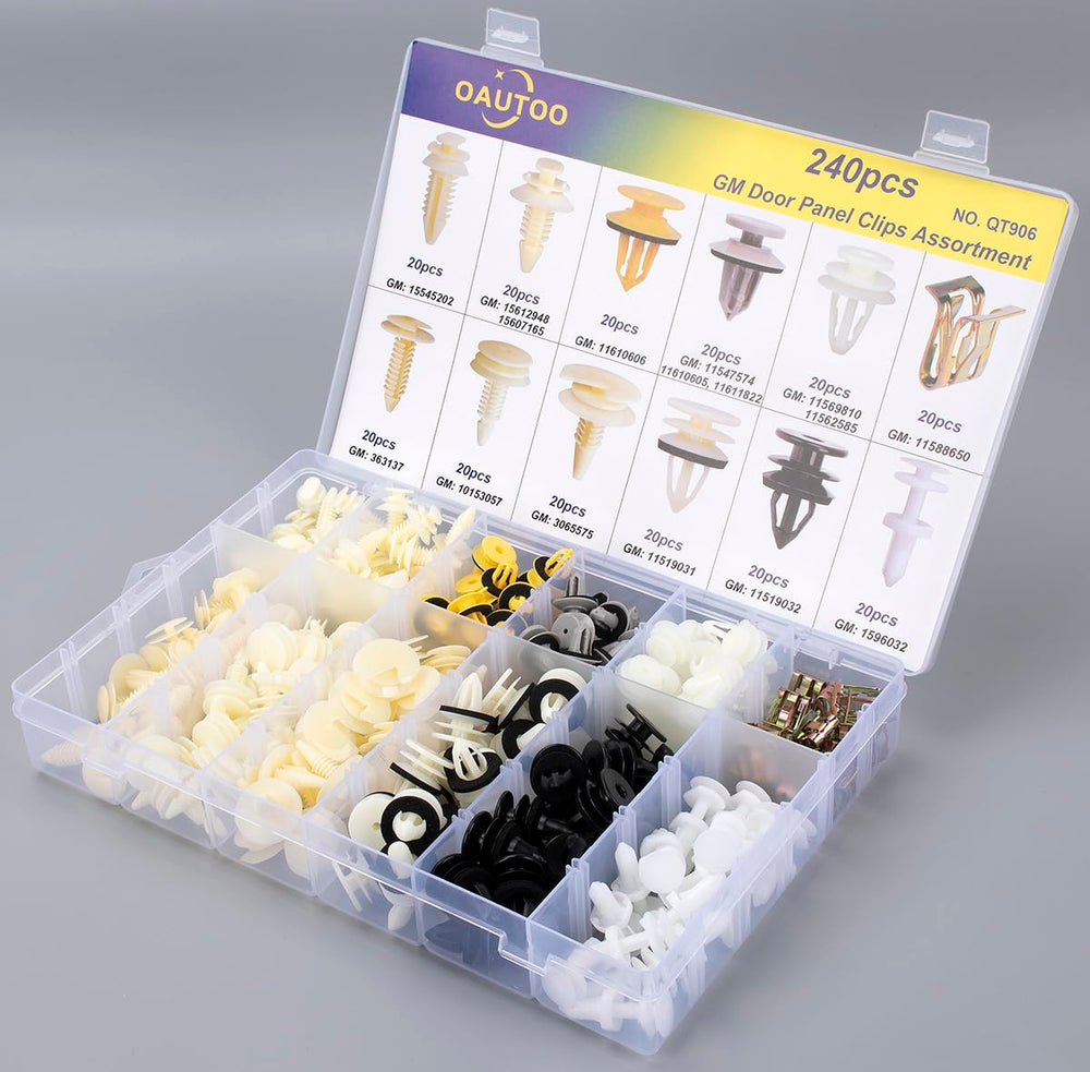 OAUTOO GM trim panel fasteners showing multiple head types for secure fit