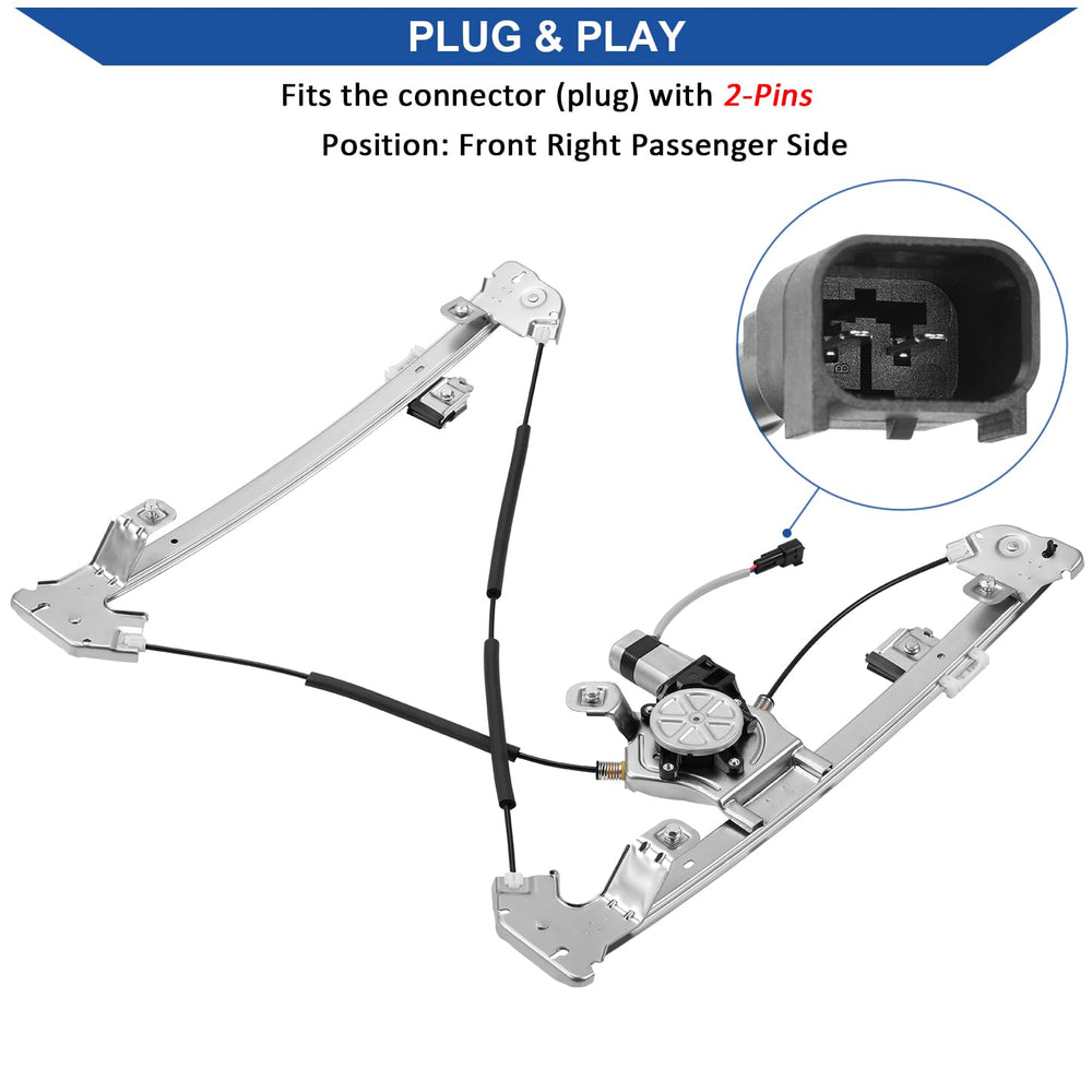 Obaee 741-431 front-right assembly with motor supports smooth window action.