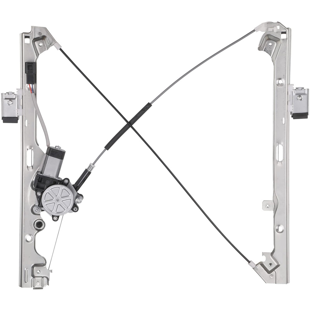 Obaee front-left regulator assembly view for GM trucks—reliable operation.