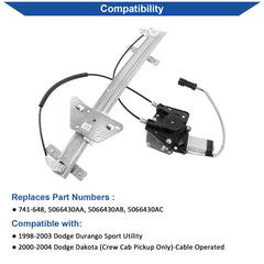 Obaee front-right power motor for Dodge Dakota supports quiet, reliable window movement