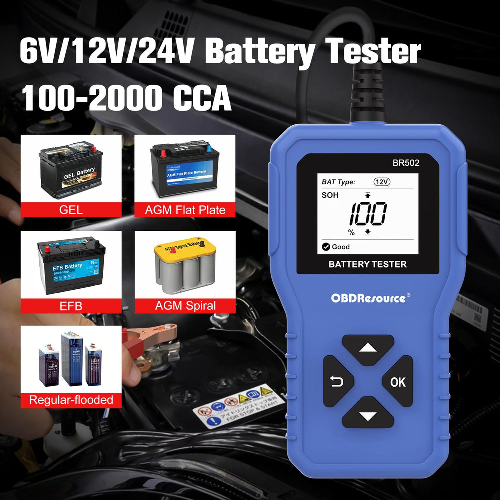 OBDResource BR502 clamps provide safe, accurate battery testing.