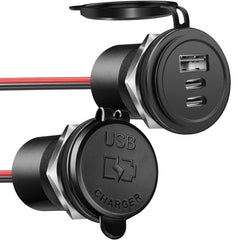 Obeaming 72W 3-Port 12V USB Outlet front view, ideal for fast charging on the road.