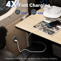 Obeaming all-aluminum USB outlet side profile shows durable metal construction.