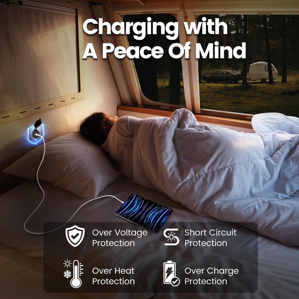 Obeaming dual locking mechanisms keep the outlet secure on rugged trips.