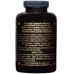 Obenauf's Leather Oil conditions dry leather such as boots and jackets.