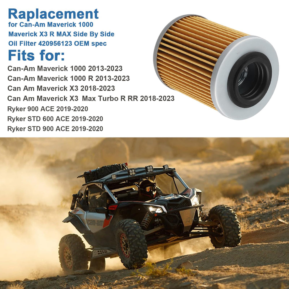 OCEAIR oil filter installation close-up showing direct replacement fit for Maverick X3