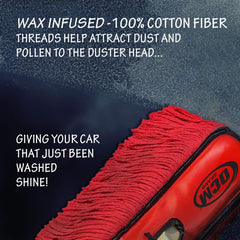 OCM Brand solid wood handle on duster for durable comfort.