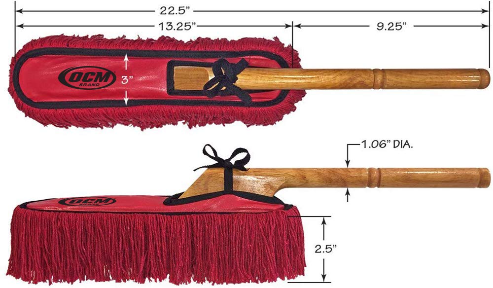OCM Brand wax-infused threads on duster for smooth dust lifting.