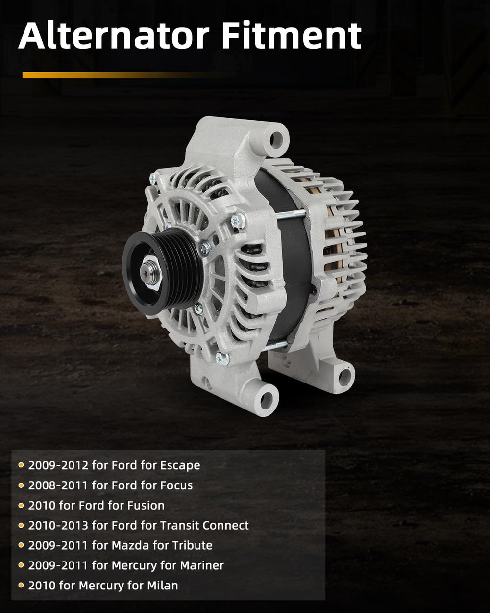 OCPTY alternator for Mazda Tribute front view, energized electronics