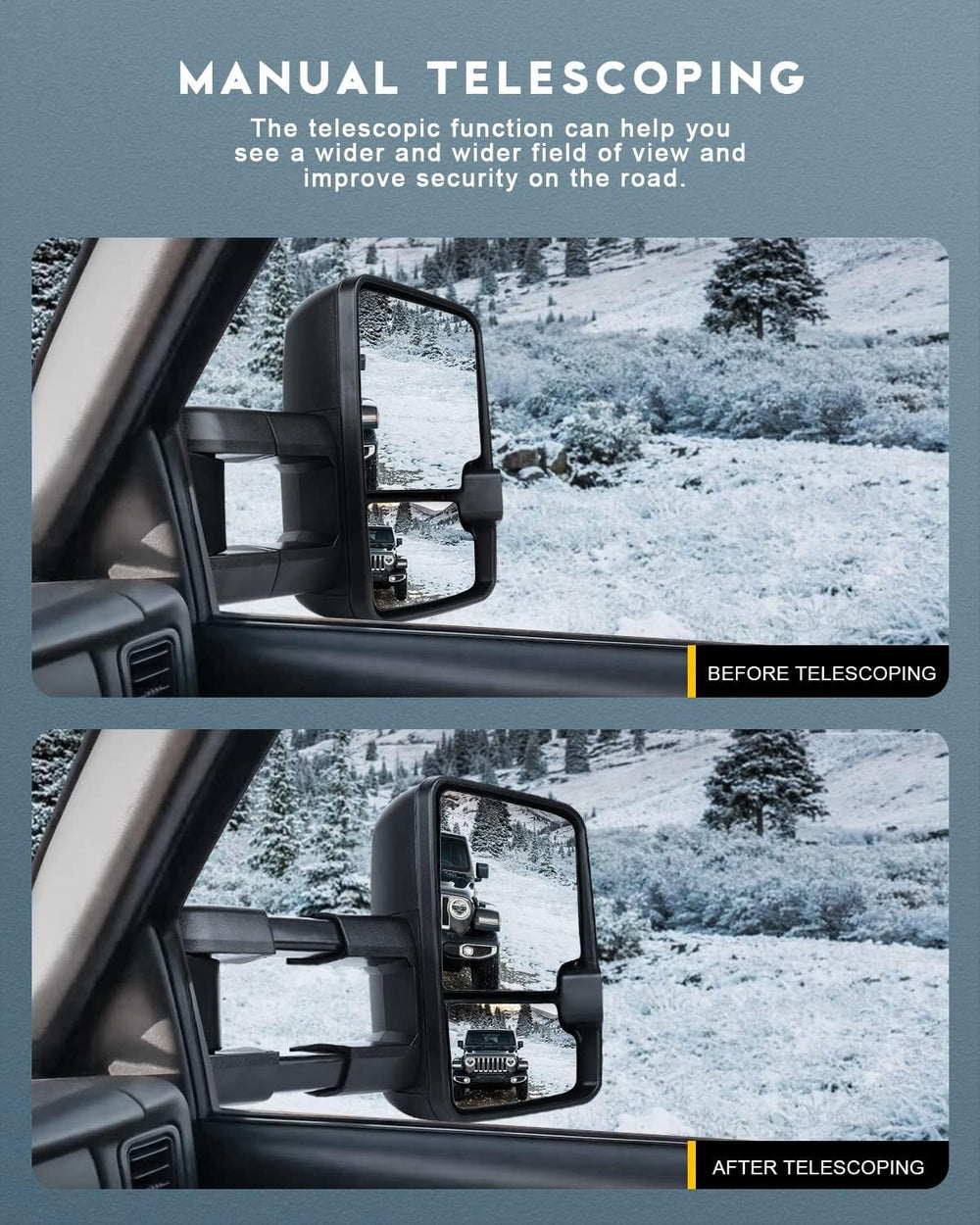 OCPTY towing mirror expands rear view for safer towing