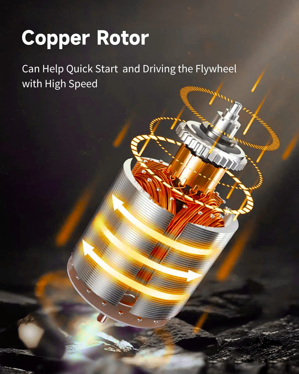 OCPTY starter motor back view highlighting sturdy construction