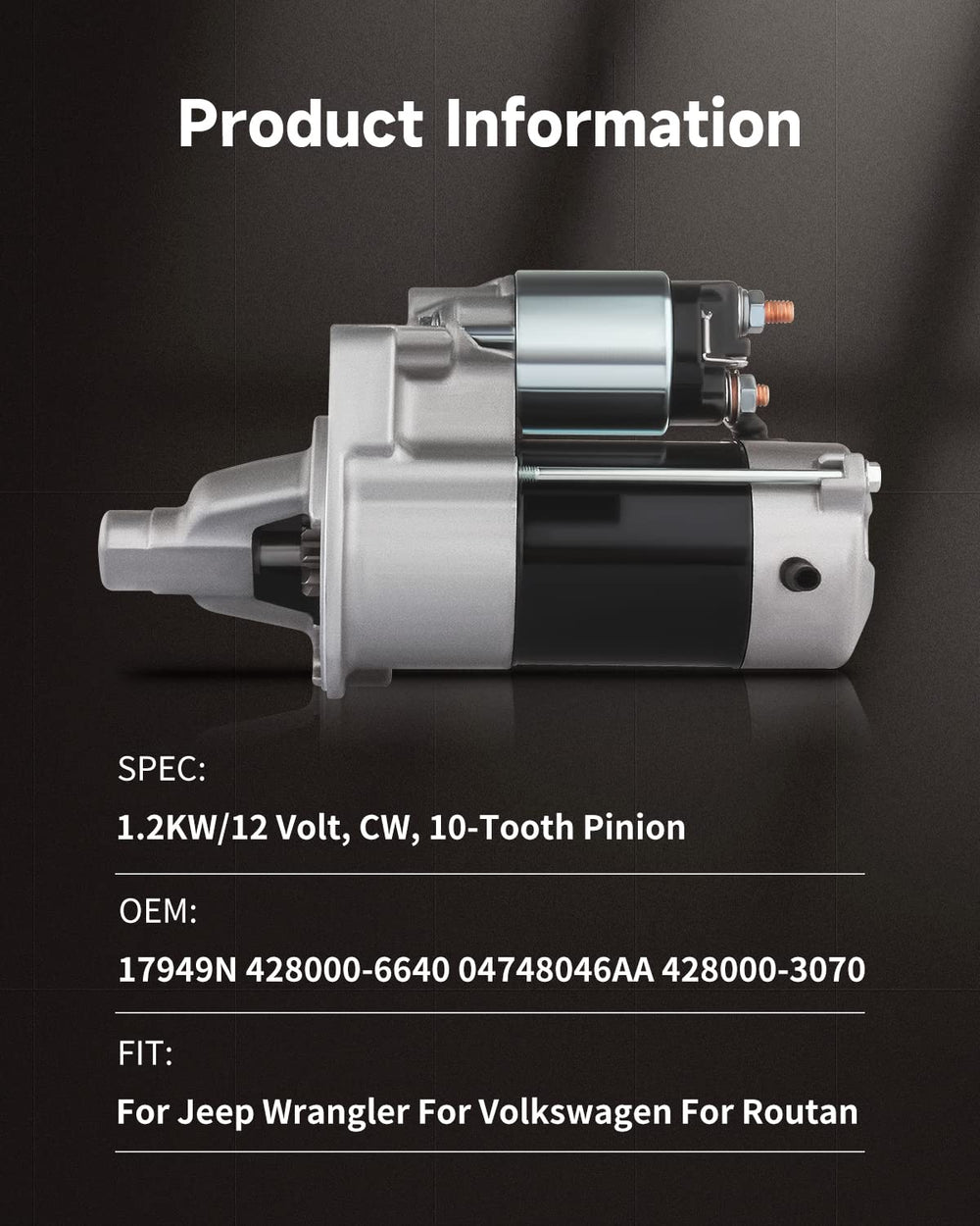 OCPTY starter side view for Town & Country, showing compact fit.