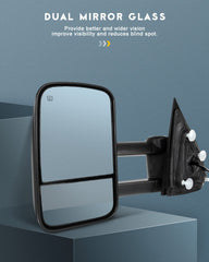 OCPTY towing mirror passenger-side with power heated black housing for clear side views