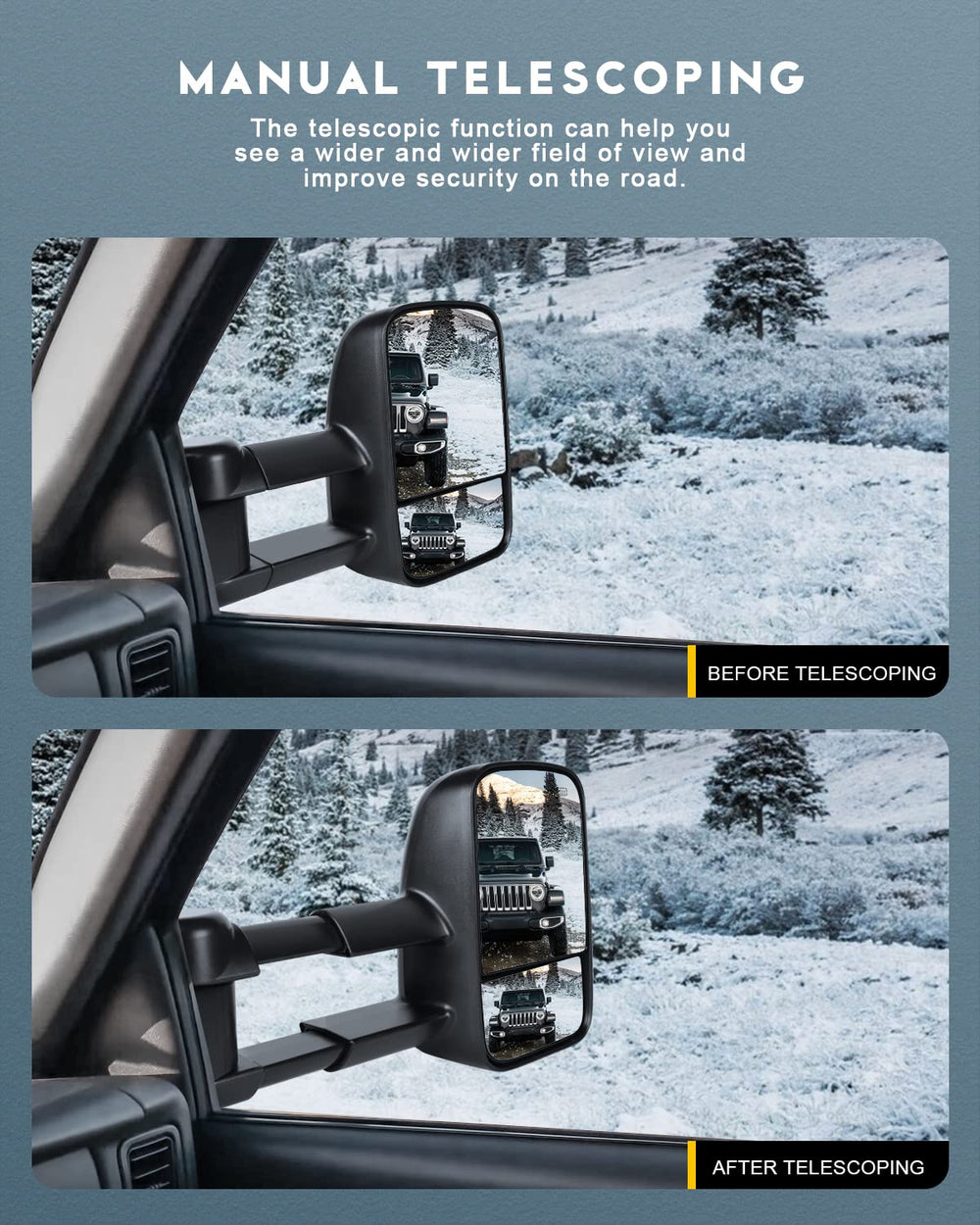 OCPTY towing mirror side view installed on Chevrolet Silverado and GMC Sierra