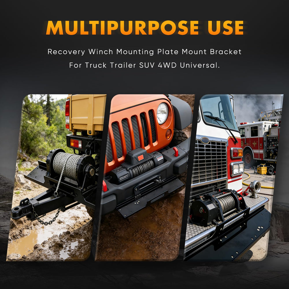 OCPTY universal mounting plate installation view, showing sturdy construction for dependable roadside recovery tasks.
