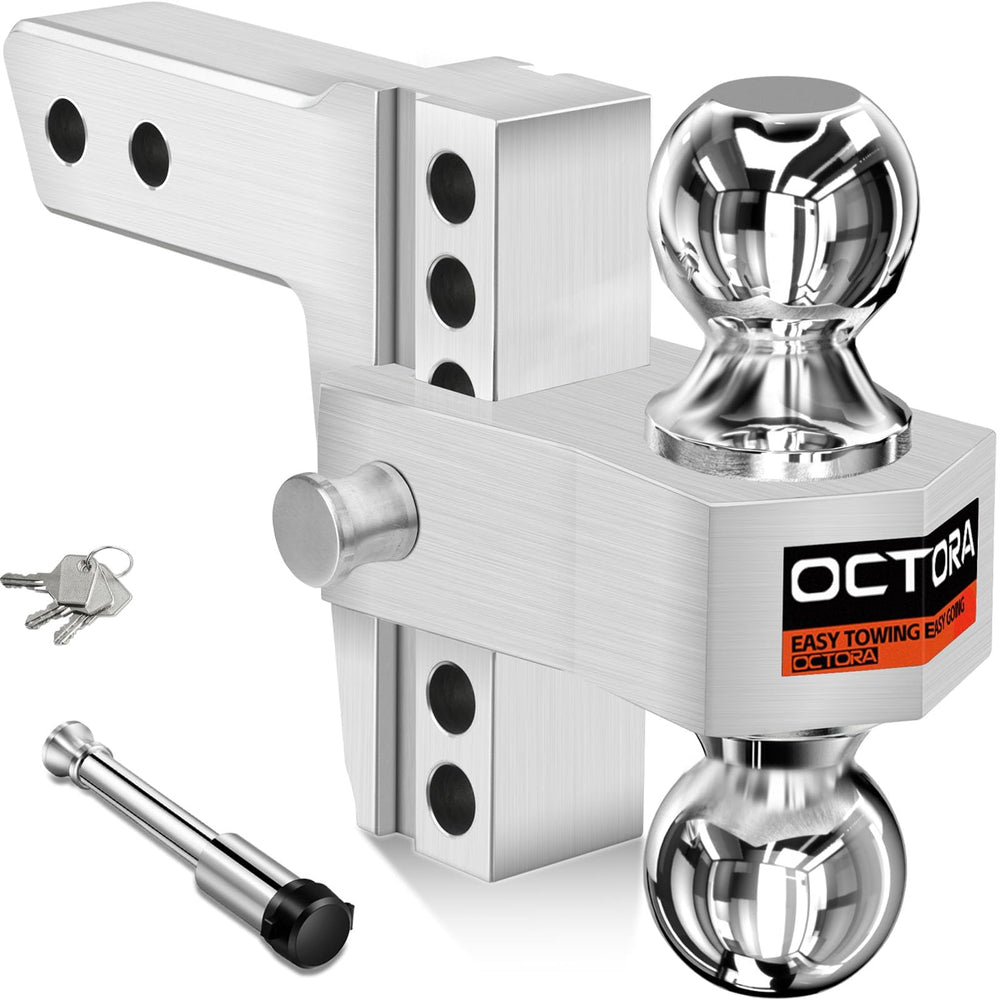 Octora adjustable trailer hitch 2-inch receiver with secure adjustability for versatile towing.