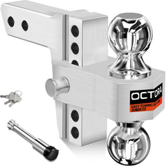 Octora adjustable trailer hitch 2-inch receiver with secure adjustability for versatile towing.