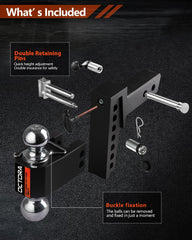 Octora aluminum hitch featuring patented design for lightweight strength.