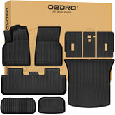 OEDRO Tesla Model Y Juniper front left floor mat showing precise fit and protection