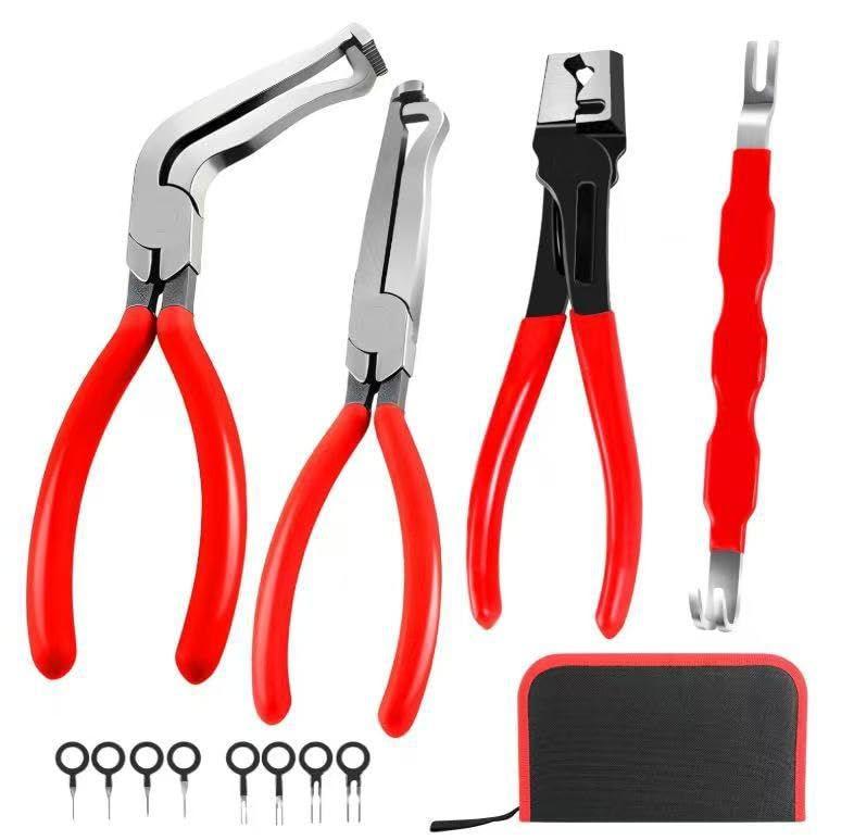 OEDTF five-piece disconnect pliers with straight tip for sensor removal in tight engine spaces.