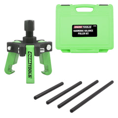 OEMTOOLS 25090 harmonic balancer puller kit in action for precise pulley removal across vehicles.