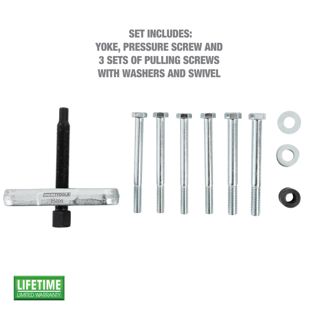 Close view of the OEMTOOLS 25200 yoke for durable steering wheel removal