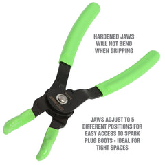 OEMTOOLS spark plug boot pliers hardened jaws resist bending during removal.