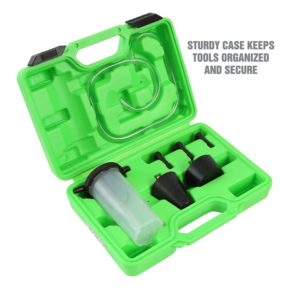 OEMTOOLS 27311 two EPDM adapters seal most reservoirs for airtight bleeding.