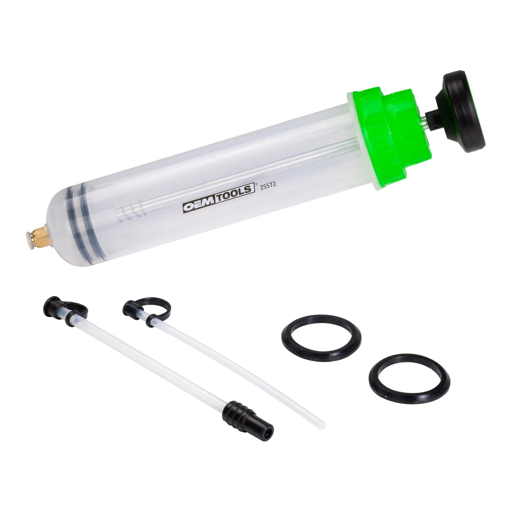 OEMTOOLS 500cc fluid extractor front view shows large chamber for efficient extraction.