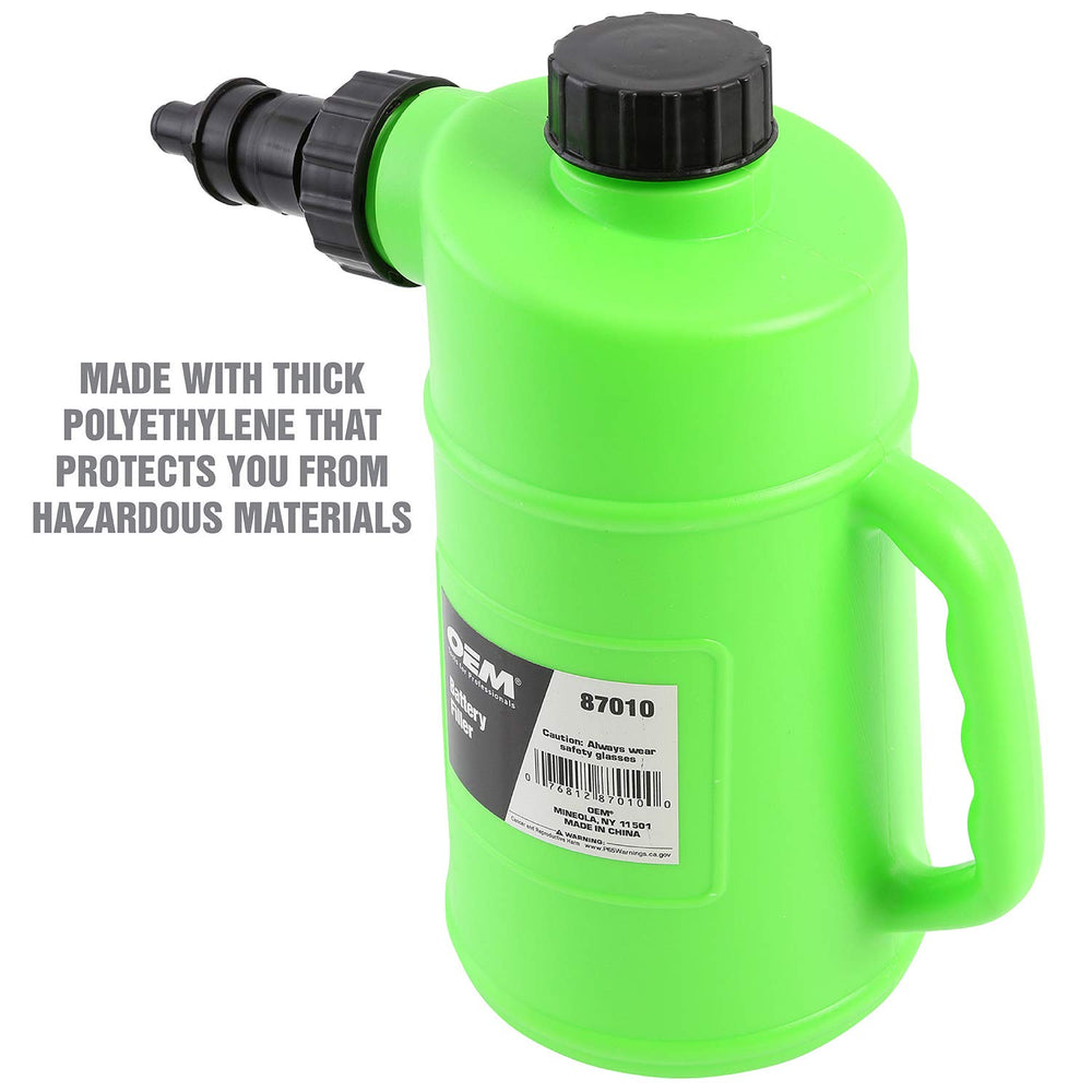 OEMTOOLS Comfort grip handle improves control when pouring in tight spaces.
