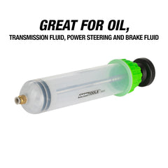 OEMTOOLS fluid extractor used for brake fluid, showcasing clean transfer.