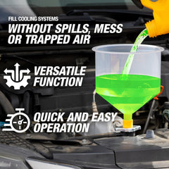 OEMTOOLS 45-degree adapter reaches tight radiator necks for precise refills