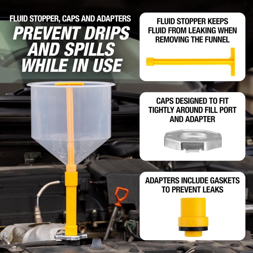 OEMTOOLS extension for filler neck provides easier access in cramped engine bays