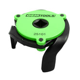 OEMTOOLS 25101 universal oil filter wrench with a 3 jaw claw secures filters during removal.
