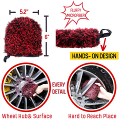 oesee microfiber bristles hold suds for easier wheel washing.