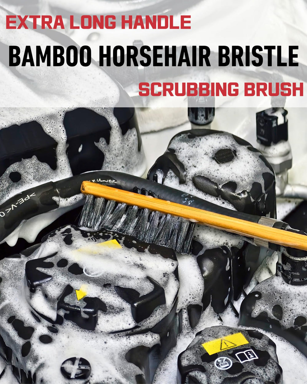 Oesee natural bamboo brush delivers powerful scrubbing on mud and oil in tight spaces