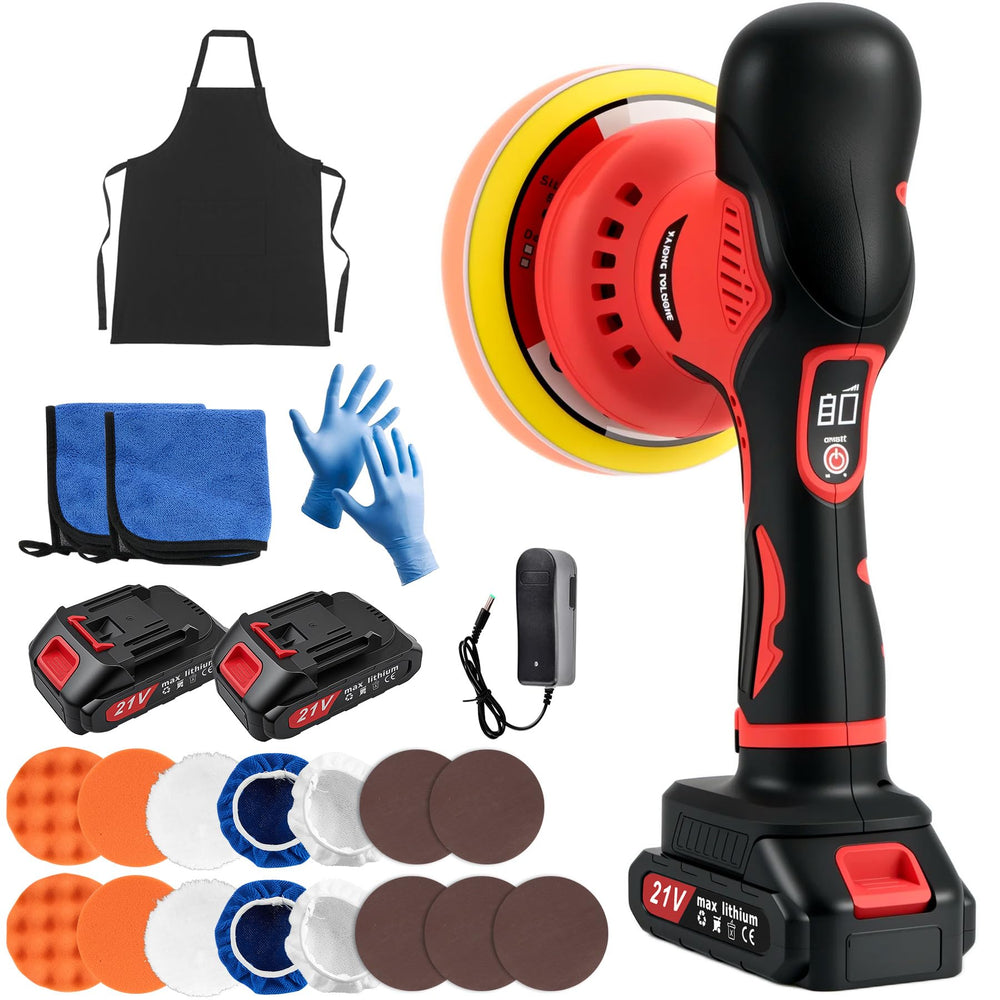 Ofeace cordless car buffer polisher with a 6-inch pad for smooth detailing and scratch removal.
