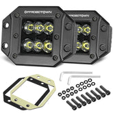 OFFROADTOWN flush mount LED pods front view for strong forward illumination on night drives