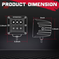 OFFROADTOWN LED Cubes side angle highlighting rugged housing for off-road use