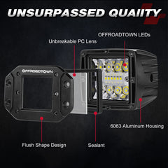 OFFROADTOWN 6000K bright white LED pod delivering clear night illumination