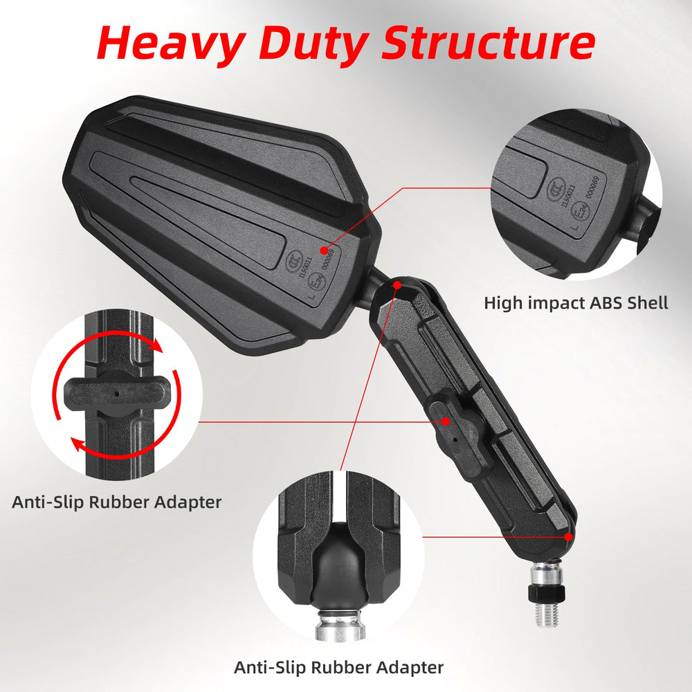 OFIG Adventure heavy-duty mirrors with aluminum stem resist vibrations.