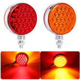 OGATOO amber-red round pedestal light front view with dual-face signaling for trailers
