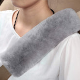 OGLAND sheepskin seatbelt pad, 2-pack, soft Merino wool for comfortable shoulders.