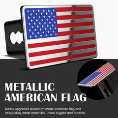 OGYE 2-inch hitch cover, side angle, shows flag design and weather-ready construction.