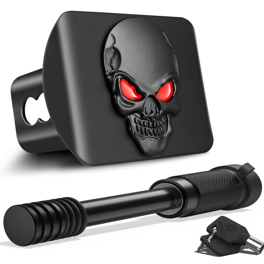OGYE skull emblem hitch cover on a 2-inch receiver adds bold style and receiver protection.