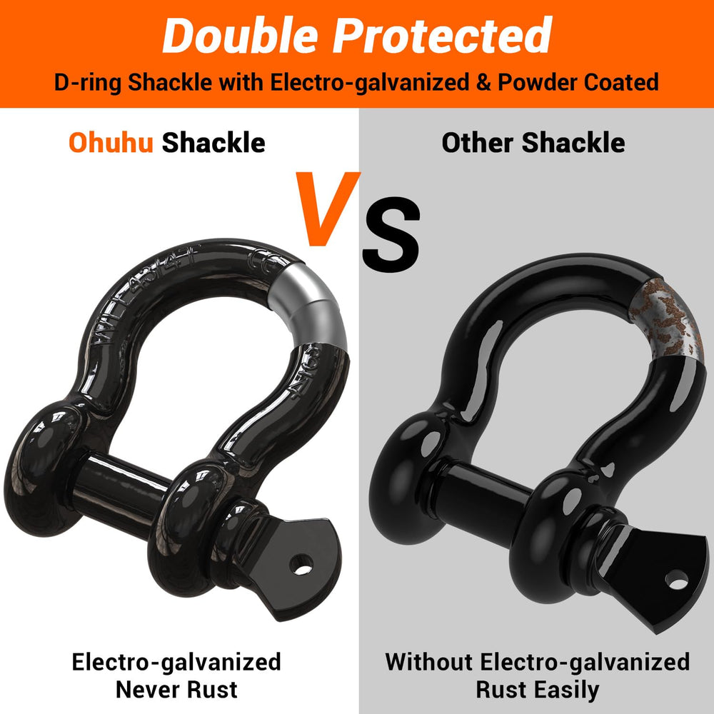Ohuhu D Ring Shackles 9500 lbs capacity supports reliable recovery tasks