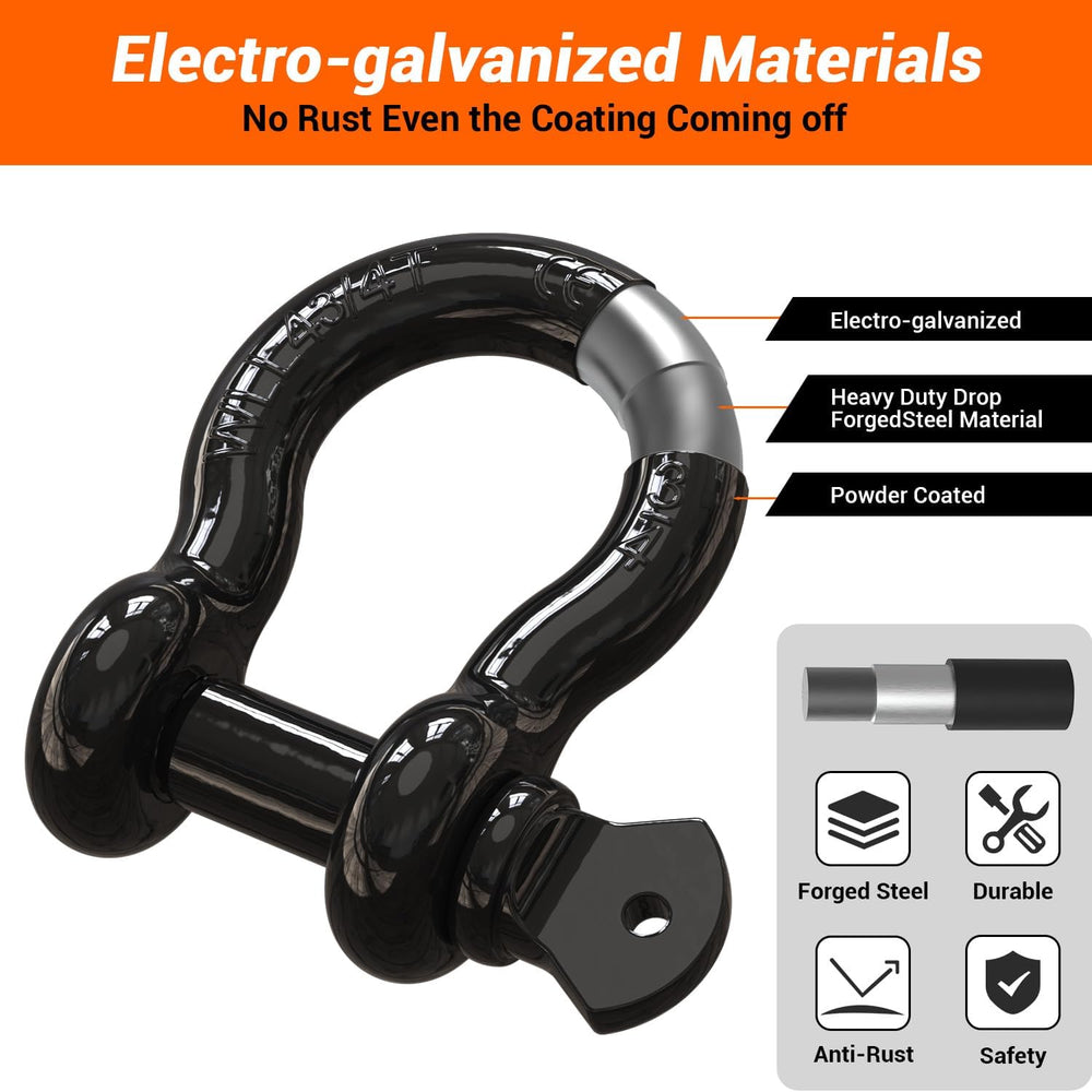 Ohuhu D Ring Shackles forged steel body for stronger towing and rigging
