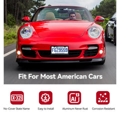 Ohuhu license frame front view in matte black for a sleek road-ready look.