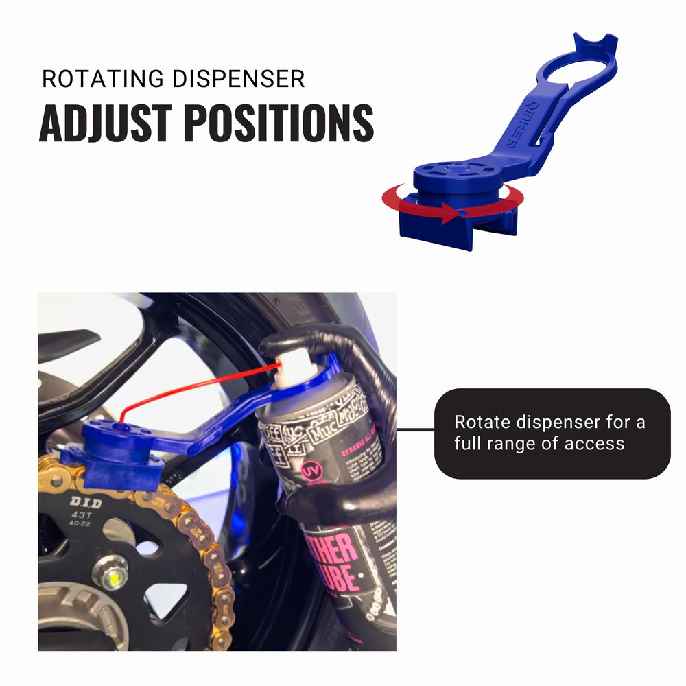 Oinker tips help minimize overspray and keep the chain area clean.