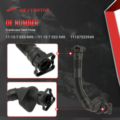 Okay Motor crankcase vent hose for BMW 335xi installed between valve cover and intake manifold.